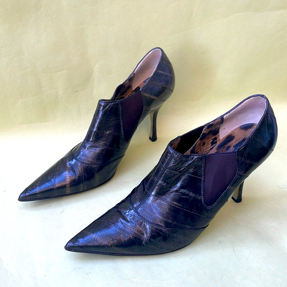 Vintage brown/bronze Dolce & Gabbana eel skin/leather booties